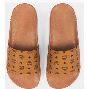 MCM Tan Logo Pattern Slides